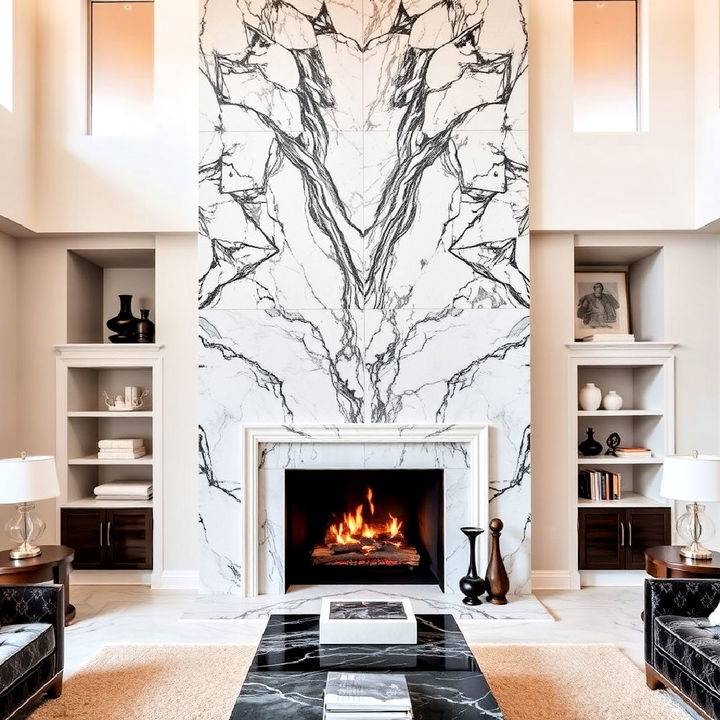 exude timeless luxury with marble fireplace