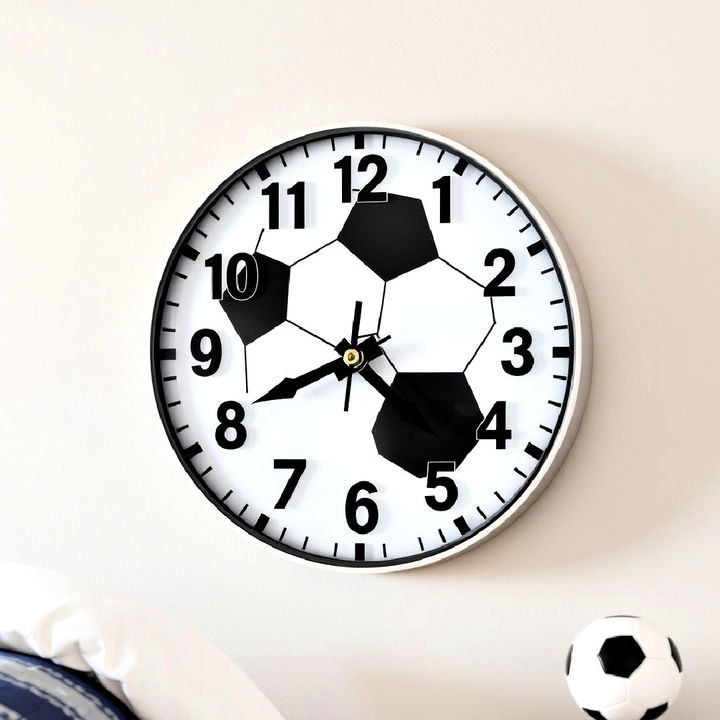 eye catching soccer themed wall clock