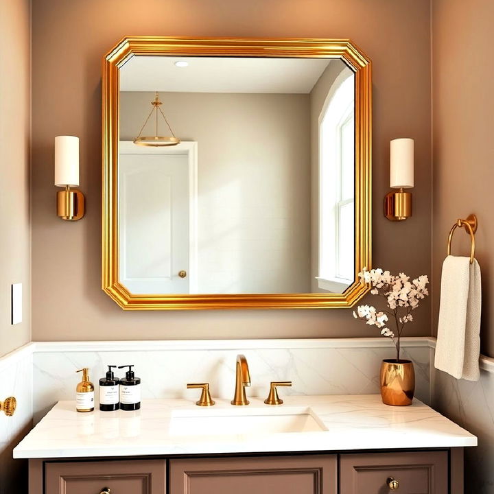 eye catching statement gold vanity mirrors