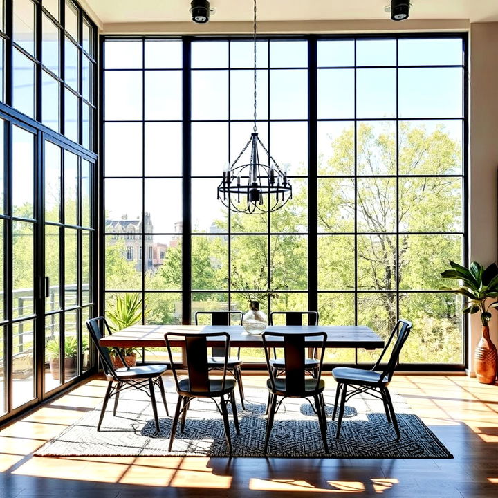 factory style windows for dining room