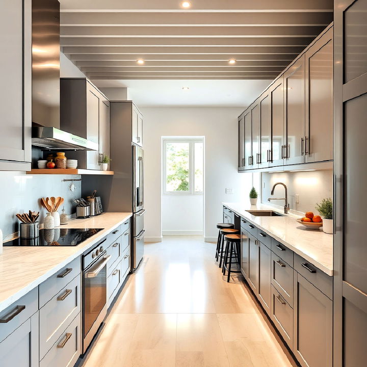 family friendly parallel kitchen design with extra seating