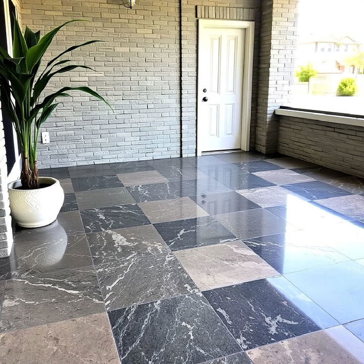 faux stone facade epoxy floor