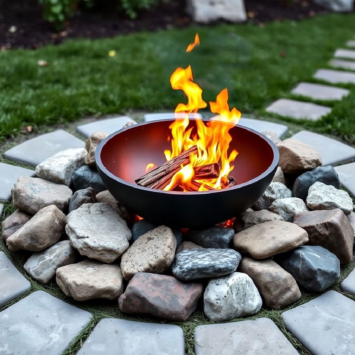 fire bowls with natural stones