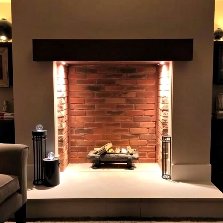 firebox uplighting to create a dramatic effect