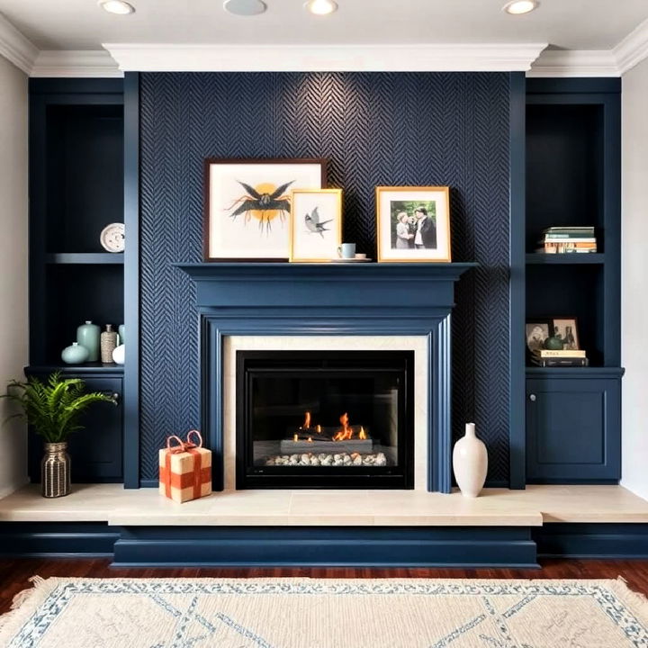 fireplace accent wall with textured panels