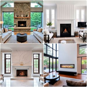 fireplace between windows ideas