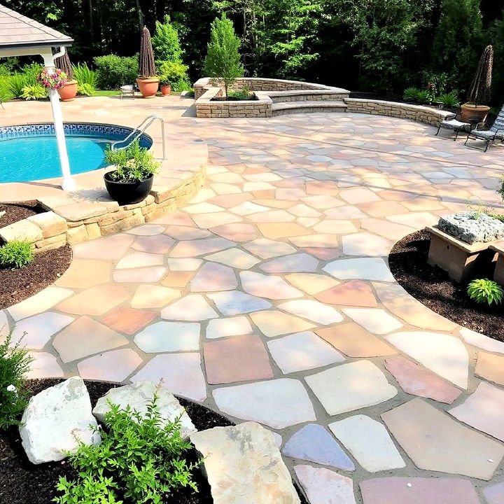 flagstone pool pavers for natural appeal