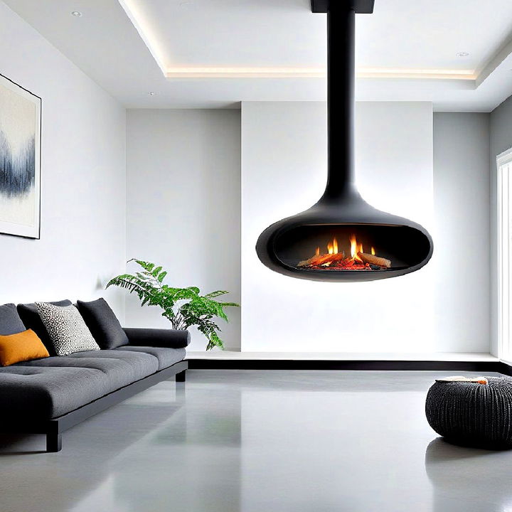 floating basement fireplace