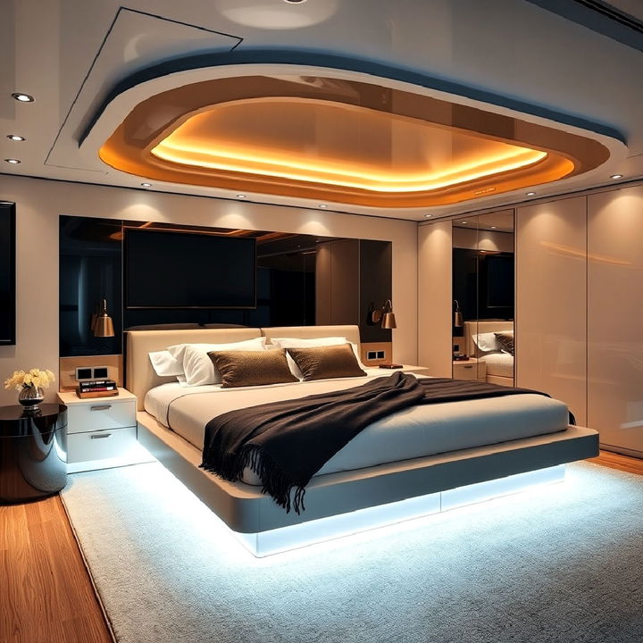 floating bed to add a modern sleek touch