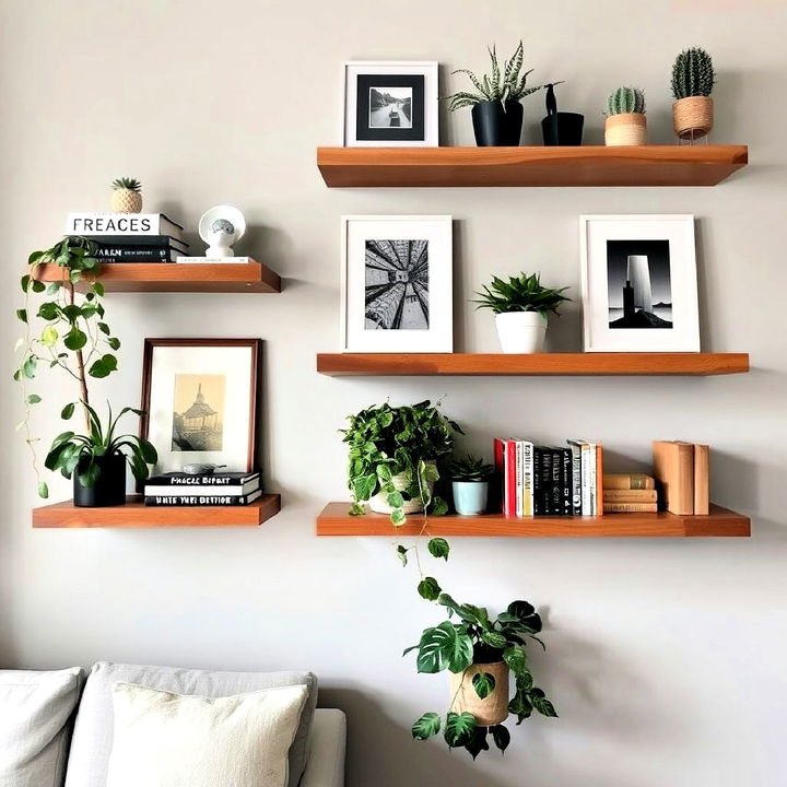 floating shelves for small apartment