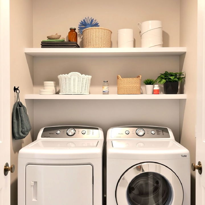 floating shelves for small laundry room