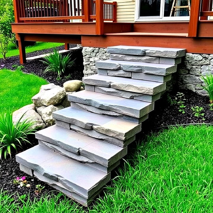 floating stone steps for deck