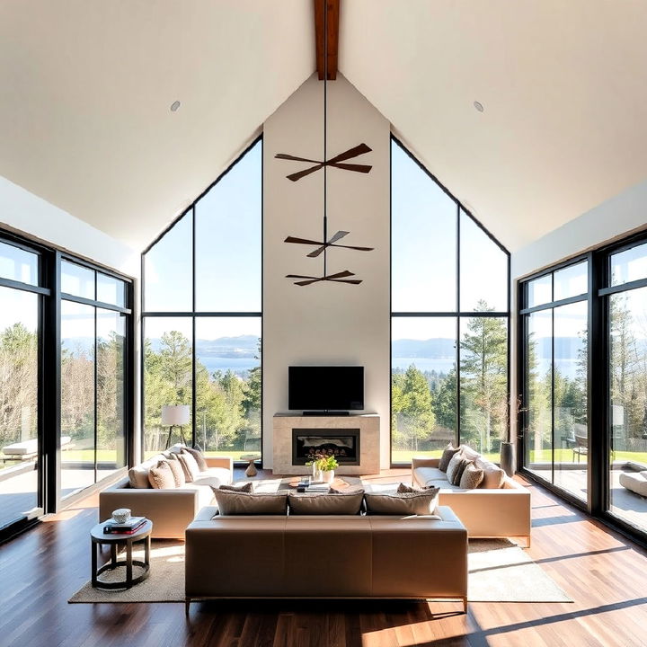 floor to ceiling windows to complement vaulted ceilings