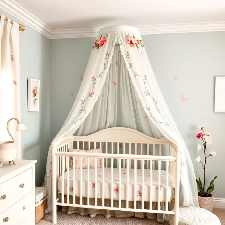 floral canopy for a dreamy crib area