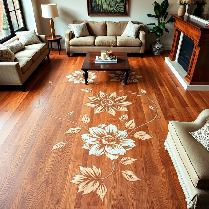 floral designs into wood flooring