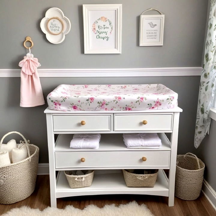 floral patterned changing table cover