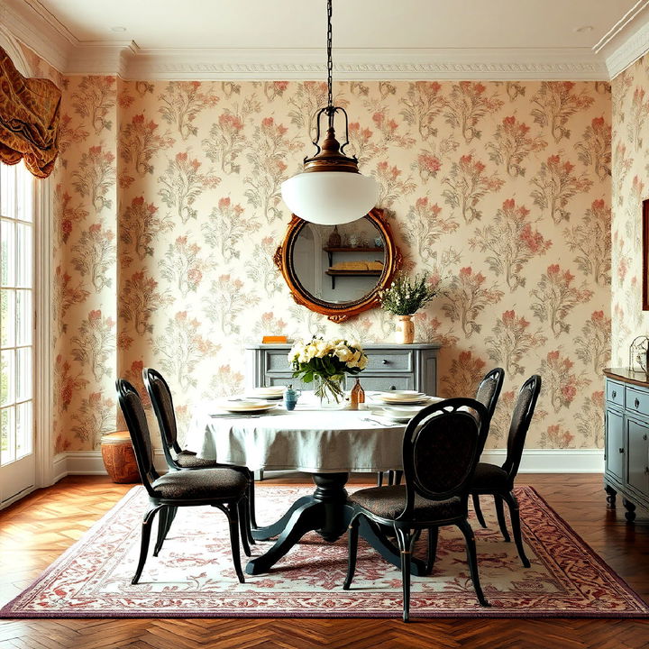 floral wallpaper for vintage dining room