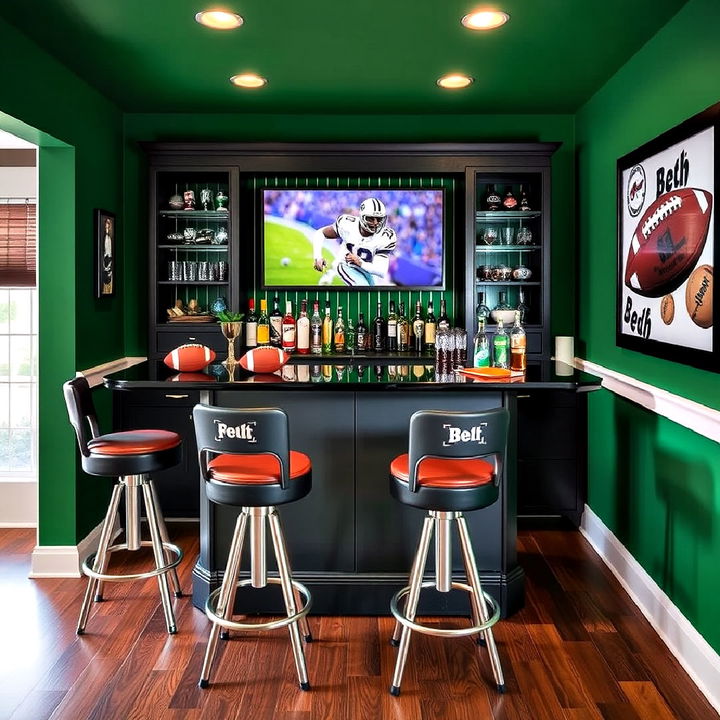 football themed bar area for everyone to enjoy