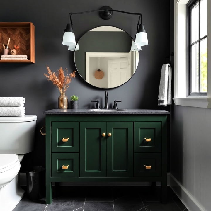 forest green vanity for bathroom