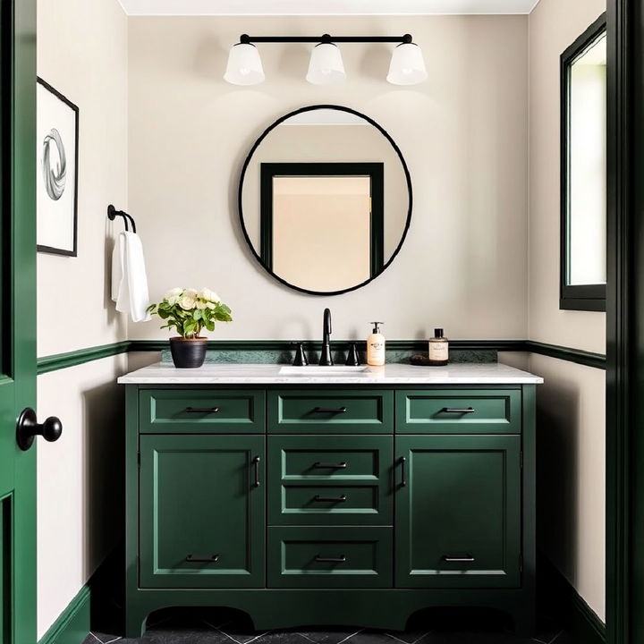 forest green vanity for powder room