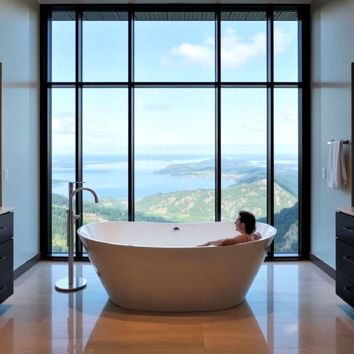 freestanding bathtub with a dual view