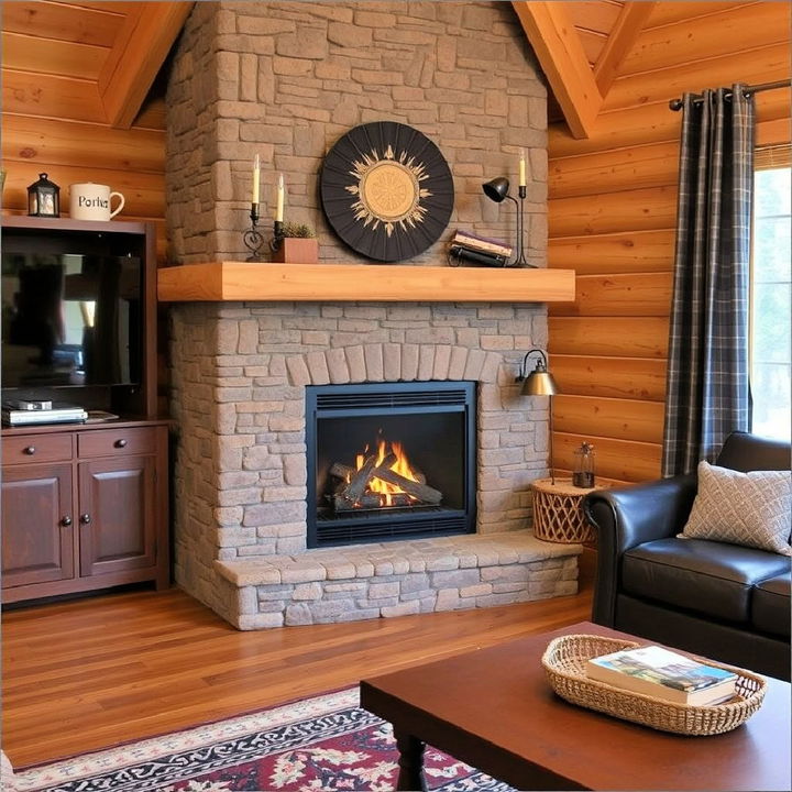 freestanding cabin gas fireplace idea