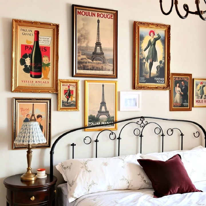 french vintage posters and artwork for bedroom