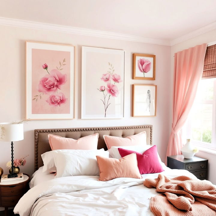 fresh and dynamic blush pink wall art