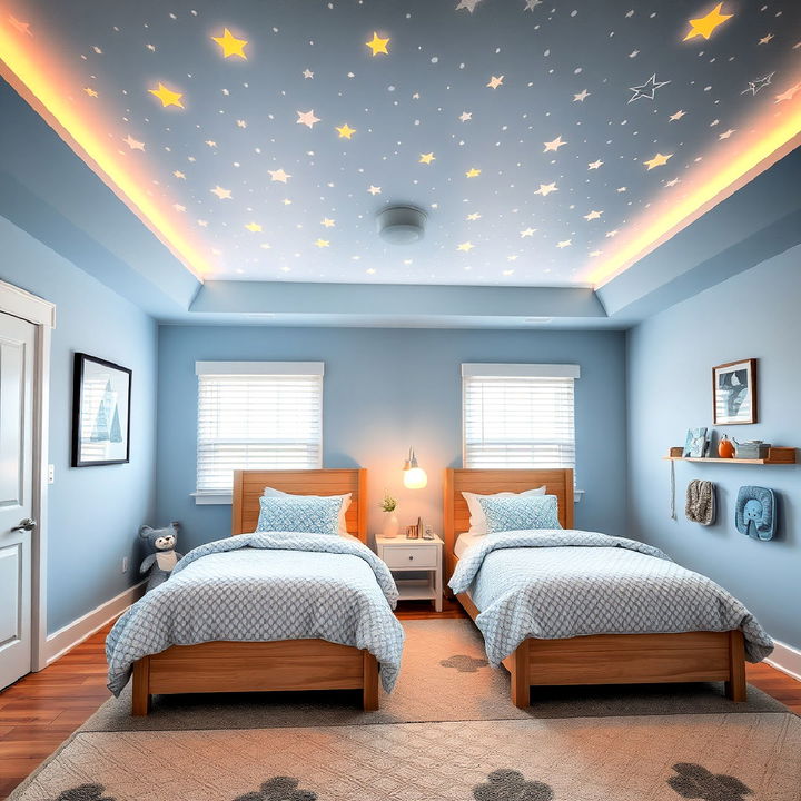 fun ceiling design twin bedroom