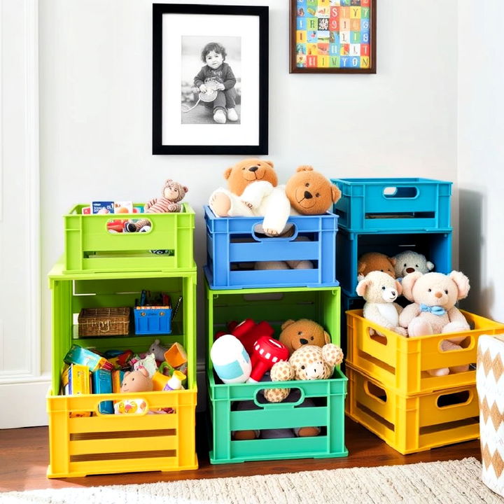 fun milk crate toy storage