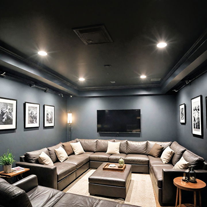 functional black ceiling with recessed lighting