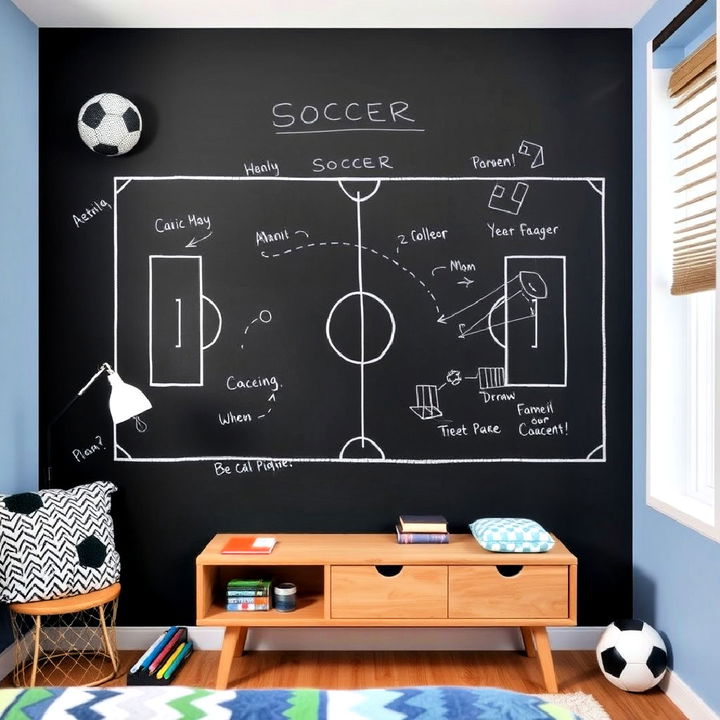 functional soccer chalkboard wall