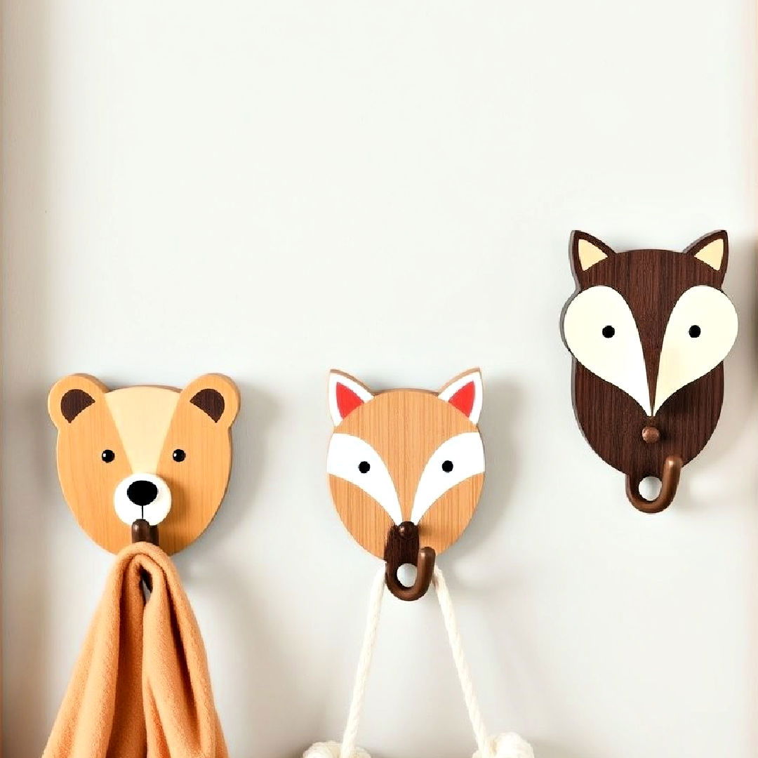 functional wooden animal wall hooks