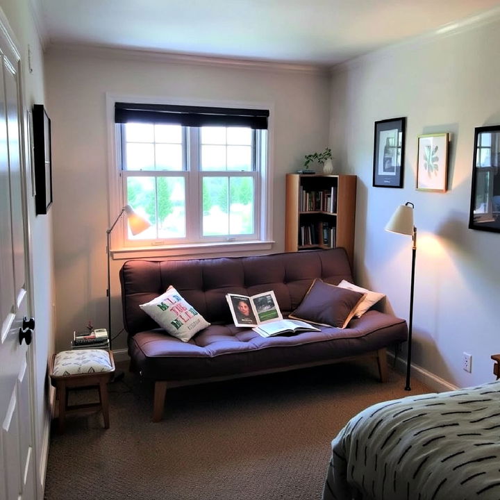 futon in a reading nook