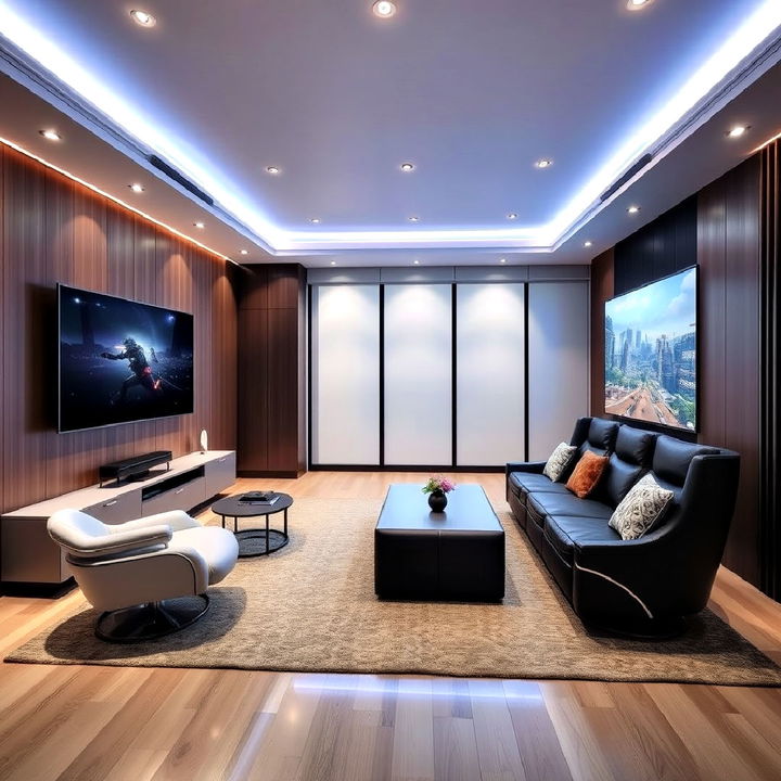 game room futuristic with smart home integration