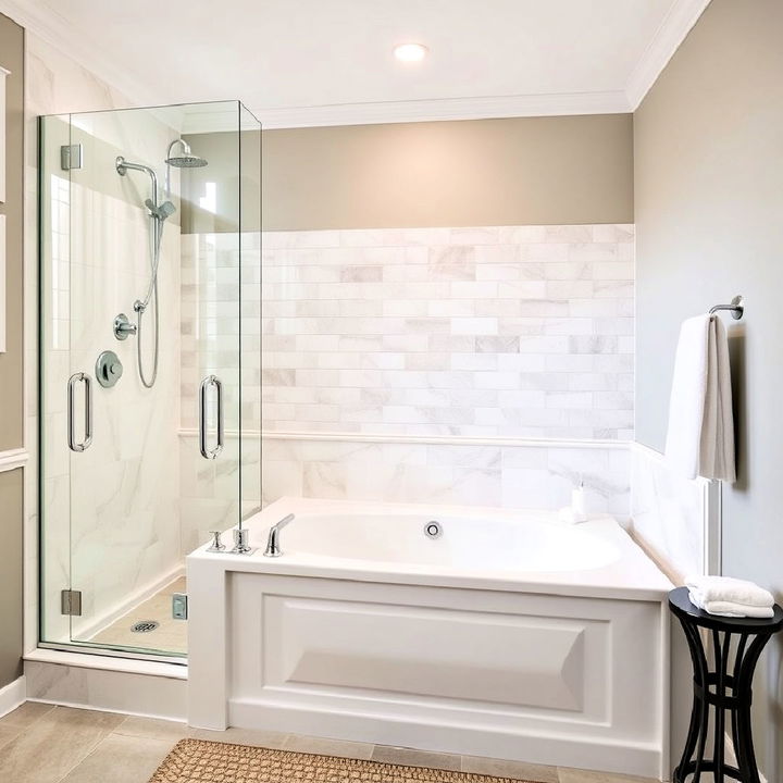 garden tub with shower enclosure