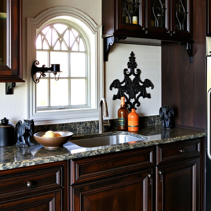 gargoyle accents for gothic kitchen