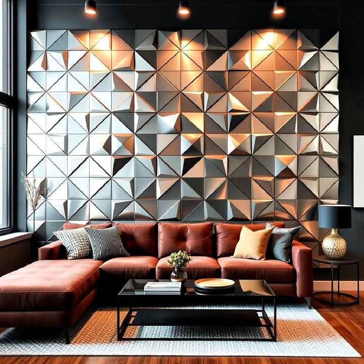 geometric metal panels wall for industrial chic