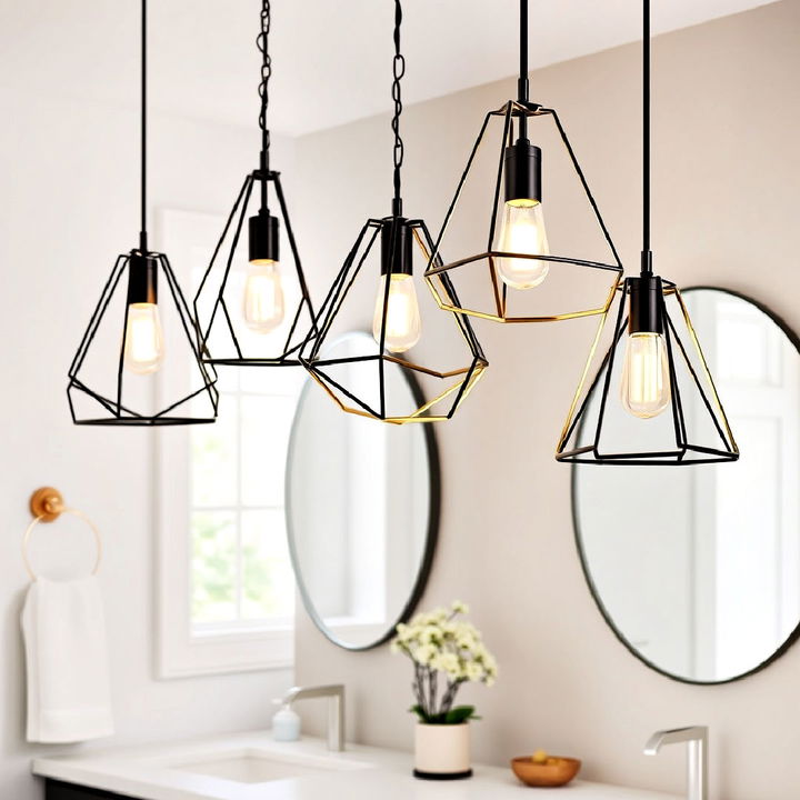 geometric metal pendants with angular shapes