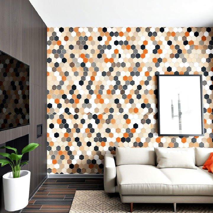 geometric mosaic accent wall for artistic flair