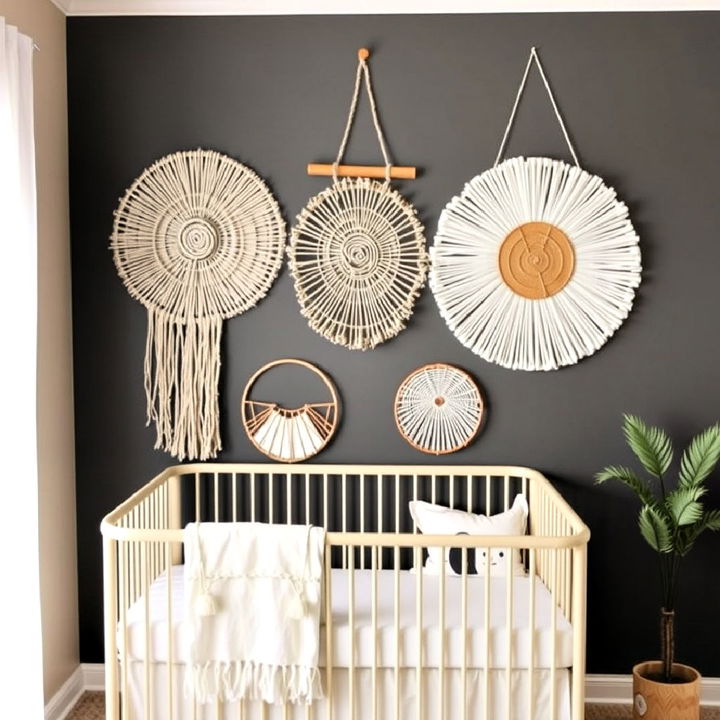 geometric nursery wall hangings for modern boho flair