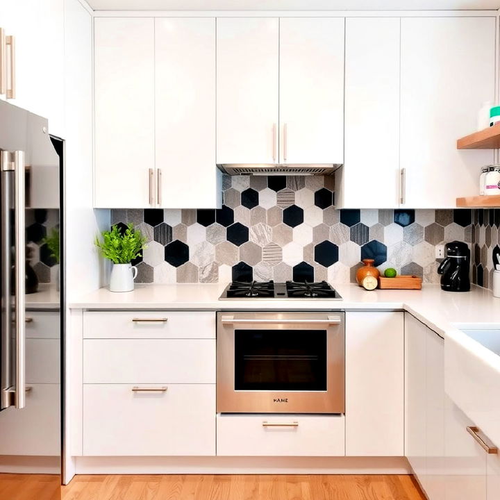 geometric pattern backsplash tiles for kitchen