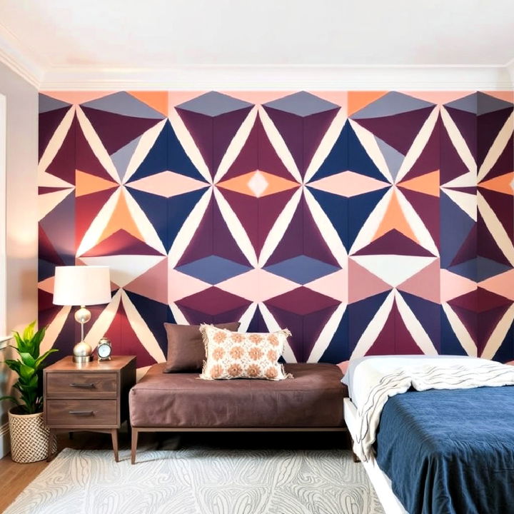 geometric wallpaper bedroom for easy application