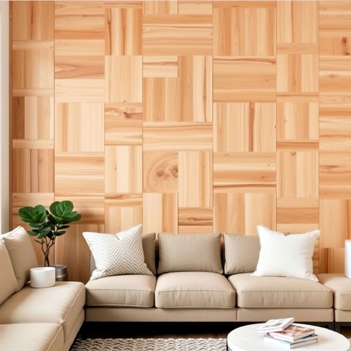 geometric wood paneling accent wall