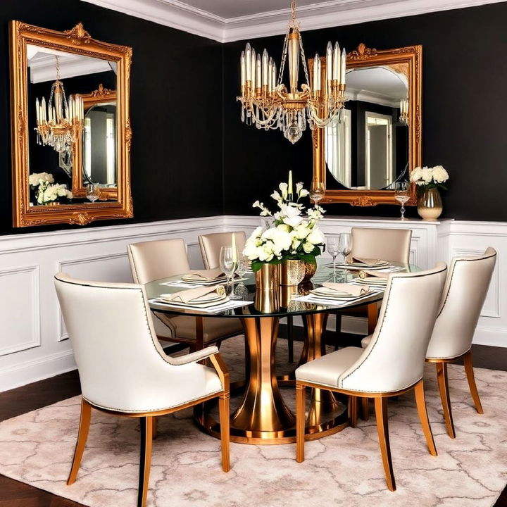 glam dining room with elegant metallic accents