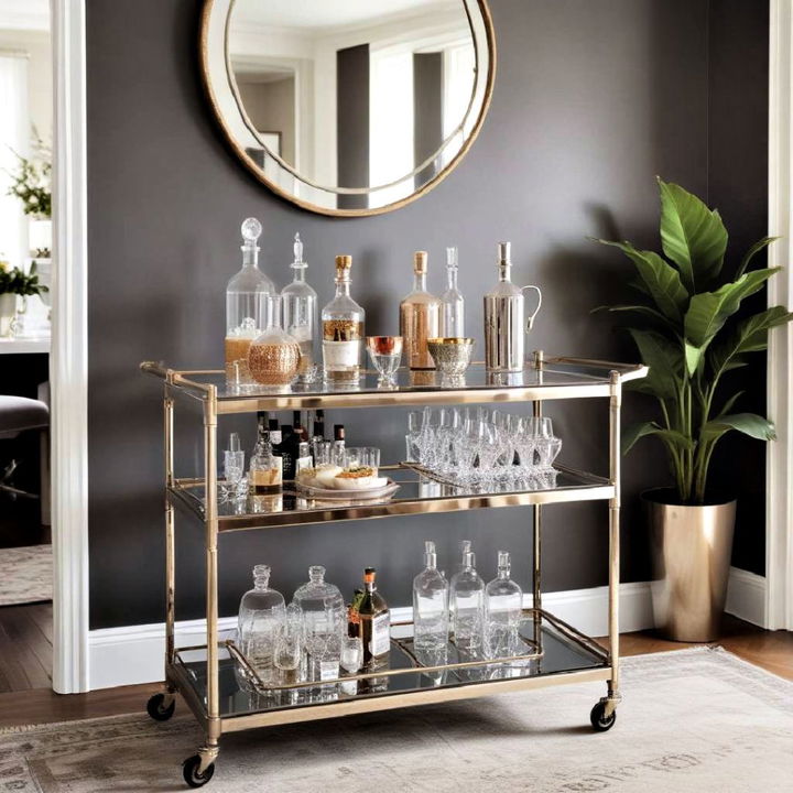 glamorous and chic dining room bar cart