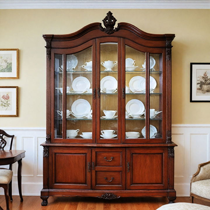 glass front dining hutch