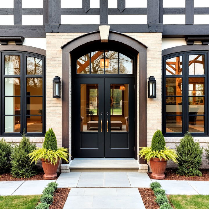 glass front tudor door for modern sophistication