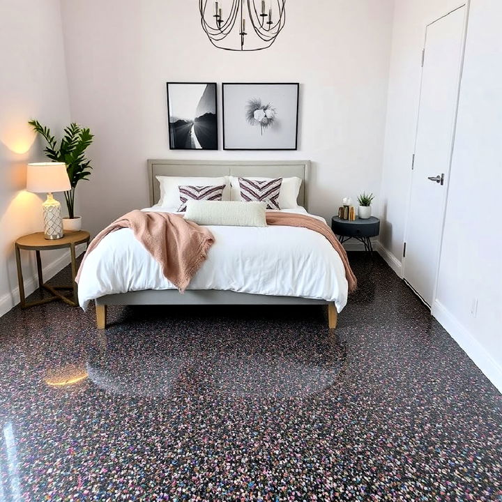 glitter epoxy floor bedroom