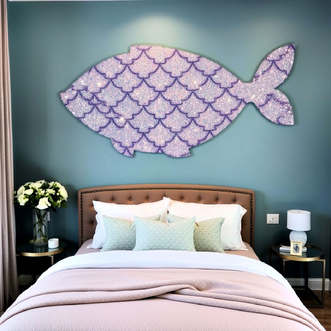 glittering fish scale wall art